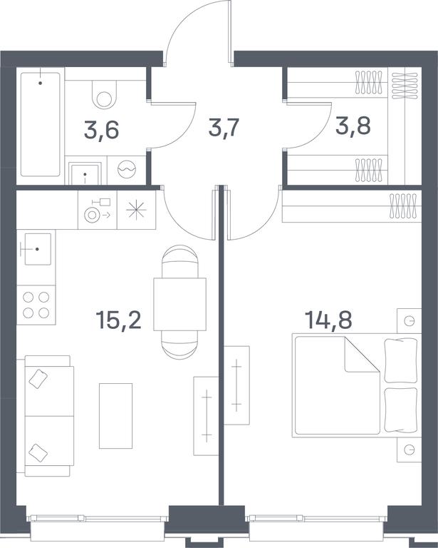 1-BD Apartment Sale, 41.1 sq. m. at Portland, Yuzhnoportovaya Street, 42с5, Moscow, Russia #1