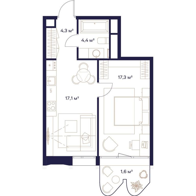 1-BD Apartment Sale, 44.7平方米 at Soyuz, Selskokhozyaystvennaya Street, Moscow, Russia #1 1-BD Apartment Sale, 44.7平方米 at Soyuz, Selskokhozyaystvennaya Street, Moscow, Russia #1