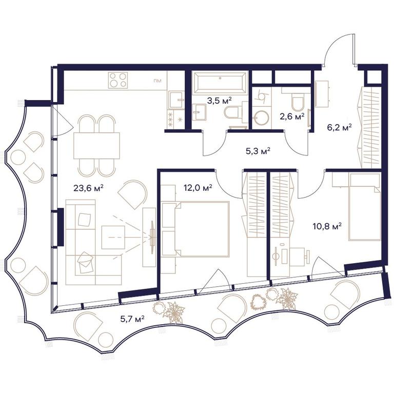 2-BD Apartment Sale, 69.7平方米 at Soyuz, Selskokhozyaystvennaya Street, Moscow, Russia #1 2-BD Apartment Sale, 69.7平方米 at Soyuz, Selskokhozyaystvennaya Street, Moscow, Russia #1