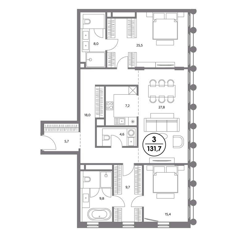 3-BD Apartment Sale, 131.7平方米 at Rozhdestvenka 8, Rozhdestvenka Street, 8с1, Moscow, Russia #2