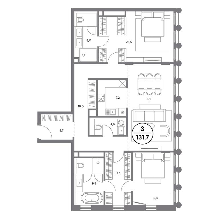 3-BD Apartment Sale, 131.7平方米 at Rozhdestvenka 8, Rozhdestvenka Street, 8с1, Moscow, Russia #1