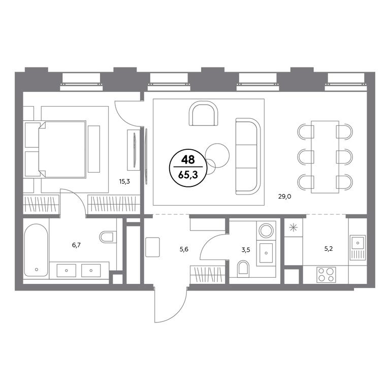 2-BD Apartment Sale, 65.3 sq. m. at Rozhdestvenka 8, Rozhdestvenka Street, 8с1, Moscow, Russia #1