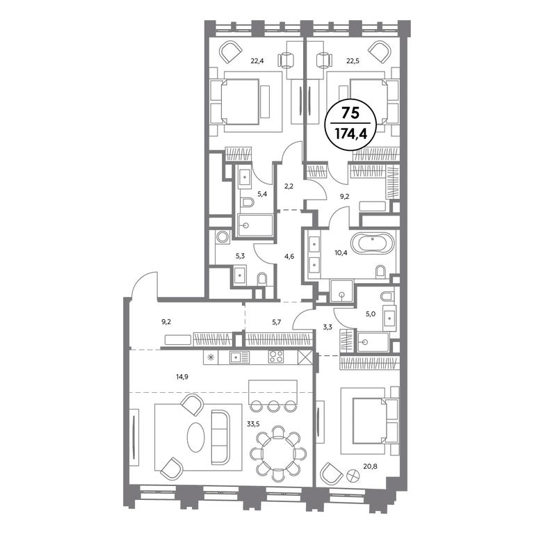 4-BD Apartment Sale, 174.4 sq. m. at Rozhdestvenka 8, Rozhdestvenka Street, 8с1, Moscow, Russia #1