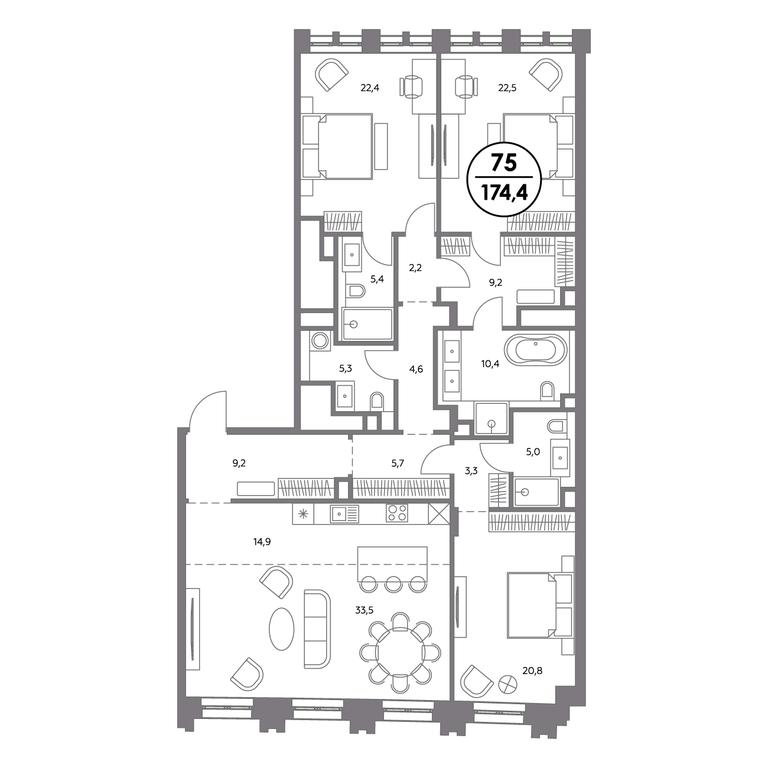 4-BD Apartment Sale, 174.4 sq. m. at Rozhdestvenka 8, Rozhdestvenka Street, 8с1, Moscow, Russia #2