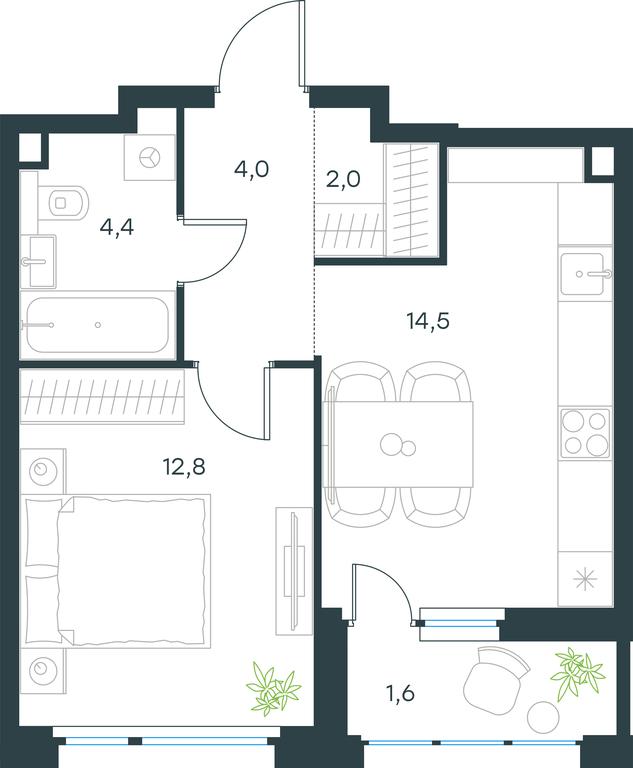 Apartment Sale, 39.3平方米 at Gorod V lesu, Gorod V Lesu Residential Complex, Village of Otradnoye, Krasnogorsk Urban District, Moscow Region, Russia #1