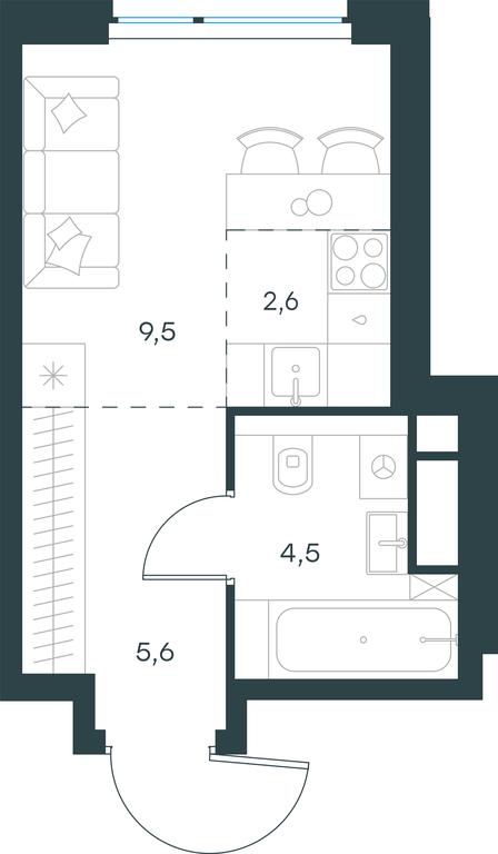 Apartment Sale, 22.2 sq. m. at Level Michurinskiy, Озёрная улица, вл1, Москва, Россия #1