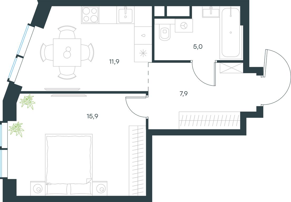 Apartment Sale, 40.7平方米 at Level Michurinskiy, Озёрная улица, вл1, Москва, Россия #1 Apartment Sale, 40.7平方米 at Level Michurinskiy, Озёрная улица, вл1, Москва, Россия #1