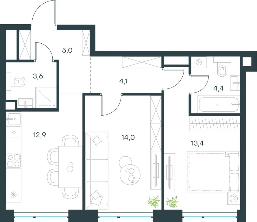 1-BD Apartment Sale, 57.4平方米 at Level Michurinskiy, Озёрная улица, вл1, Москва, Россия #1 1-BD Apartment Sale, 57.4平方米 at Level Michurinskiy, Озёрная улица, вл1, Москва, Россия #1