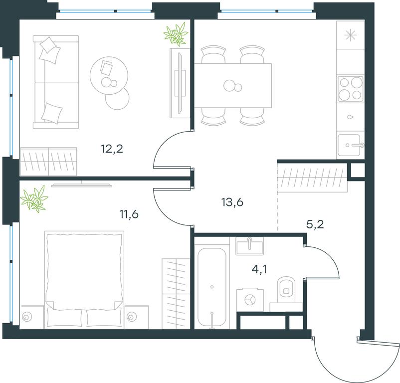 1-BD Apartment Sale, 46.7平方米 at Level Michurinskiy, Озёрная улица, вл1, Москва, Россия #1 1-BD Apartment Sale, 46.7平方米 at Level Michurinskiy, Озёрная улица, вл1, Москва, Россия #1