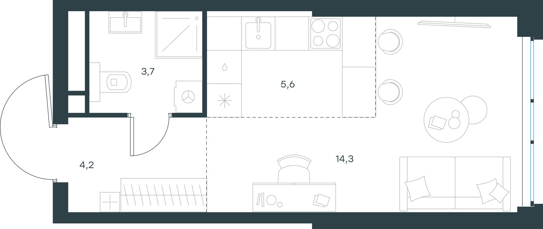 Apartment Sale, 27.8平方米 at Level Michurinskiy, Озёрная улица, вл1, Москва, Россия #1