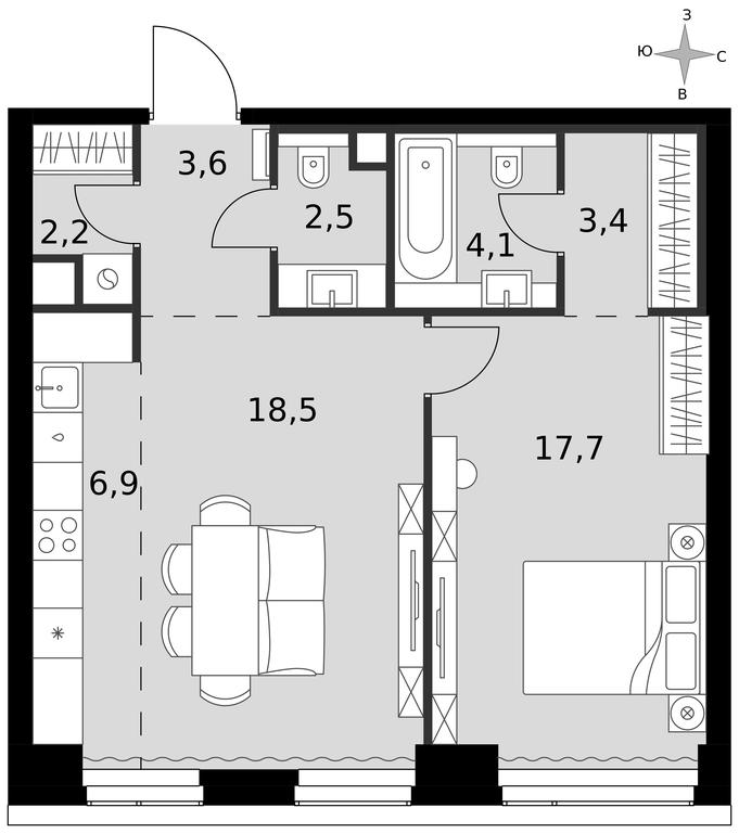 2-BD Apartment Sale, 58.9 sq. m. at Amber City, 3rd Khoroshyovsky Drive, 3А, Moscow, Russia #1