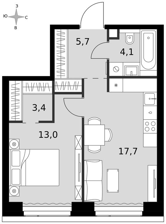 1-BD Apartment Sale, 43.9 sq. m. at Amber City, 3rd Khoroshyovsky Drive, 3А, Moscow, Russia #1