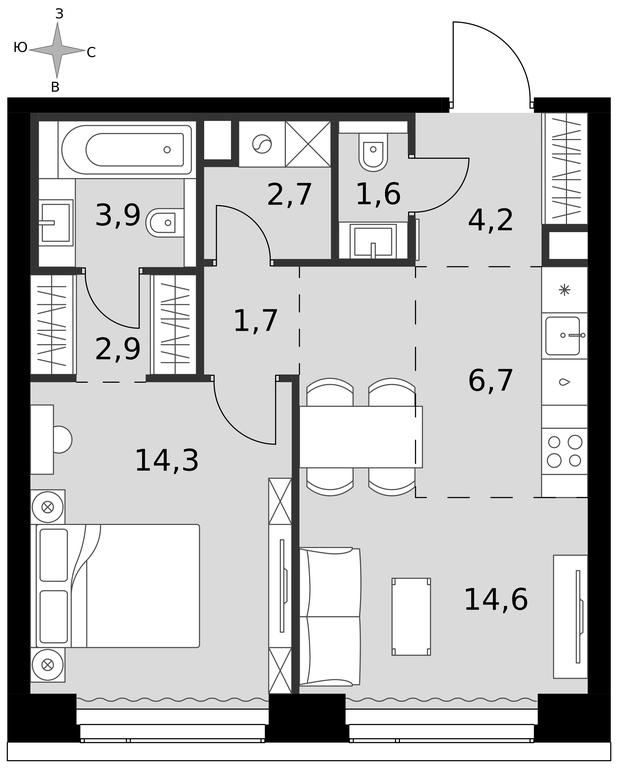 2-BD Apartment Sale, 52.6 sq. m. at Amber City, 3rd Khoroshyovsky Drive, 3А, Moscow, Russia #1