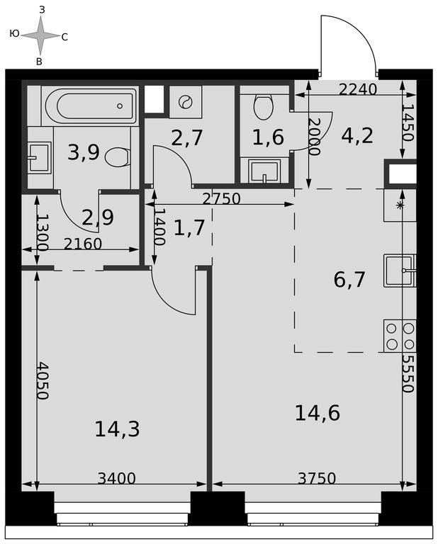 2-BD Apartment Sale, 52.6 sq. m. at Amber City, 3rd Khoroshyovsky Drive, 3А, Moscow, Russia #2