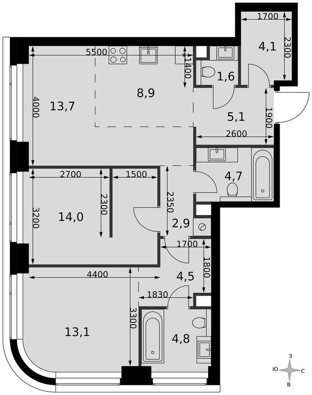 3-BD Apartment Sale, 77.4 sq. m. at Amber City, 3rd Khoroshyovsky Drive, 3А, Moscow, Russia #2