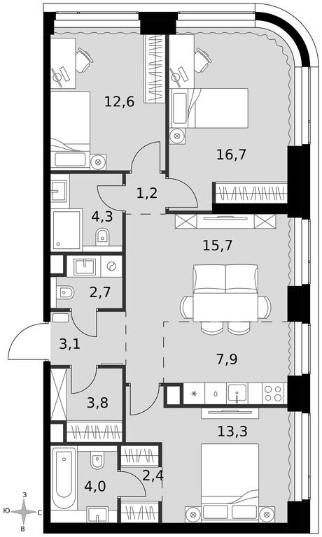 4-BD Apartment Sale, 87.7平方米 at Amber City, 3rd Khoroshyovsky Drive, 3А, Moscow, Russia #1 4-BD Apartment Sale, 87.7平方米 at Amber City, 3rd Khoroshyovsky Drive, 3А, Moscow, Russia #1