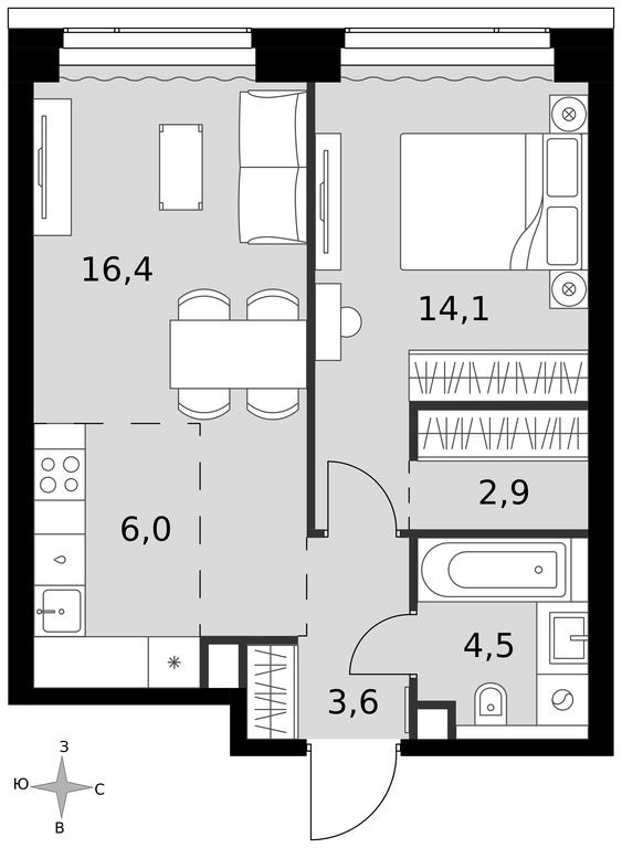 2-BD Apartment Sale, 47.5 sq. m. at Amber City, 3rd Khoroshyovsky Drive, 3А, Moscow, Russia #1