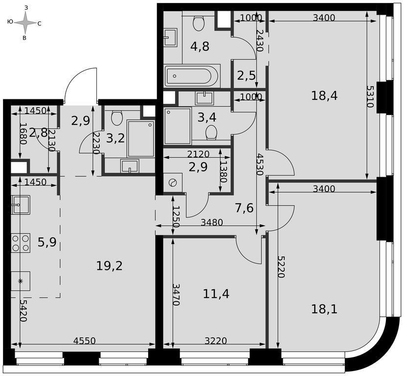 4-BD Apartment Sale, 103.1平方米 at Amber City, 3rd Khoroshyovsky Drive, 3А, Moscow, Russia #2 4-BD Apartment Sale, 103.1平方米 at Amber City, 3rd Khoroshyovsky Drive, 3А, Moscow, Russia #2
