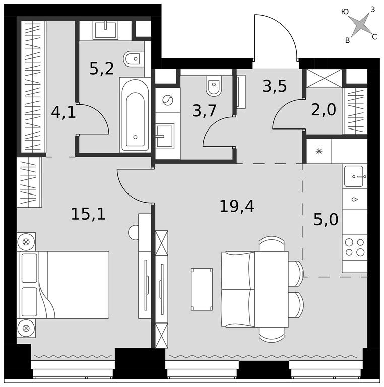 2-BD Apartment Sale, 58 sq. m. at Amber City, 3rd Khoroshyovsky Drive, 3А, Moscow, Russia #1