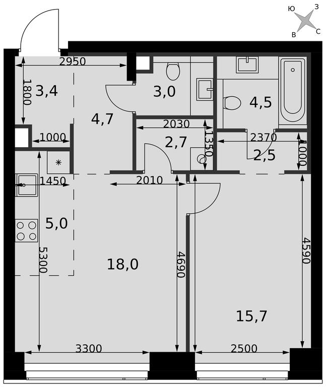 2-BD Apartment Sale, 59.5 sq. m. at Amber City, 3rd Khoroshyovsky Drive, 3А, Moscow, Russia #2