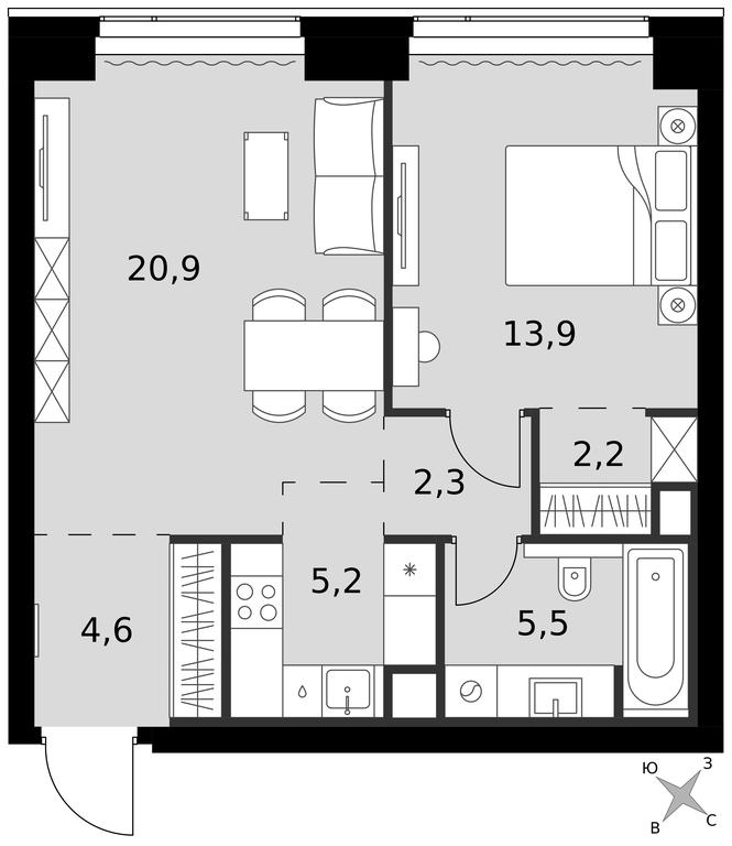 2-BD Apartment Sale, 54.6 sq. m. at Amber City, 3rd Khoroshyovsky Drive, 3А, Moscow, Russia #1
