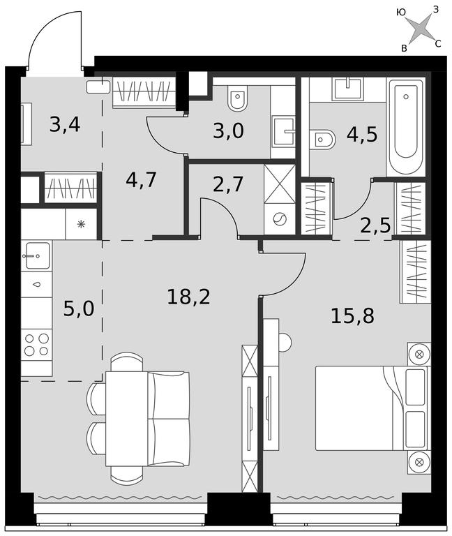 2-BD Apartment Sale, 59.8 sq. m. at Amber City, 3rd Khoroshyovsky Drive, 3А, Moscow, Russia #1