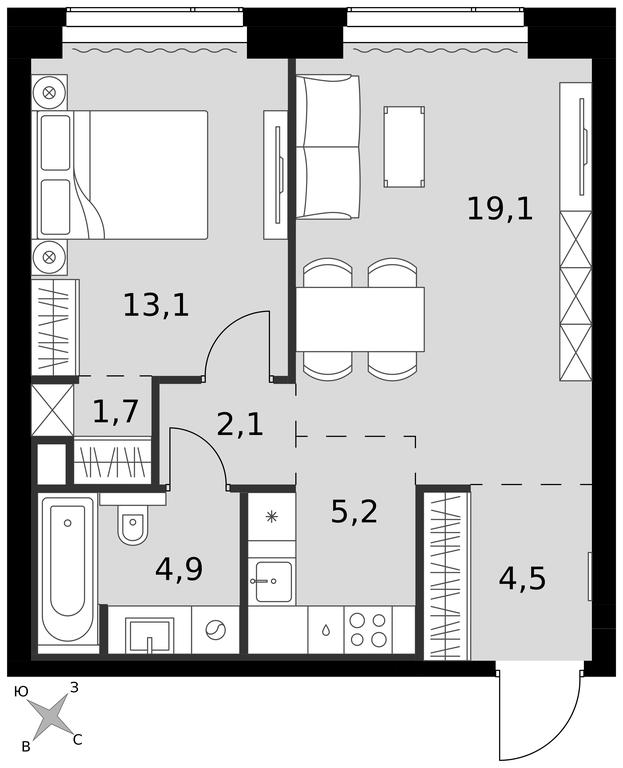 2-BD Apartment Sale, 50.6 sq. m. at Amber City, 3rd Khoroshyovsky Drive, 3А, Moscow, Russia #1