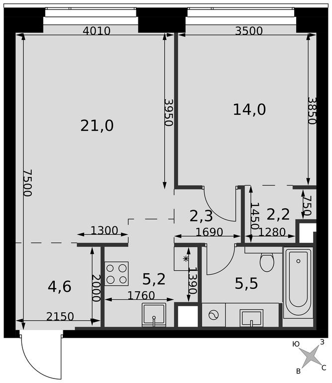 2-BD Apartment Sale, 54.8 sq. m. at Amber City, 3rd Khoroshyovsky Drive, 3А, Moscow, Russia #2 2-BD Apartment Sale, 54.8 sq. m. at Amber City, 3rd Khoroshyovsky Drive, 3А, Moscow, Russia #2
