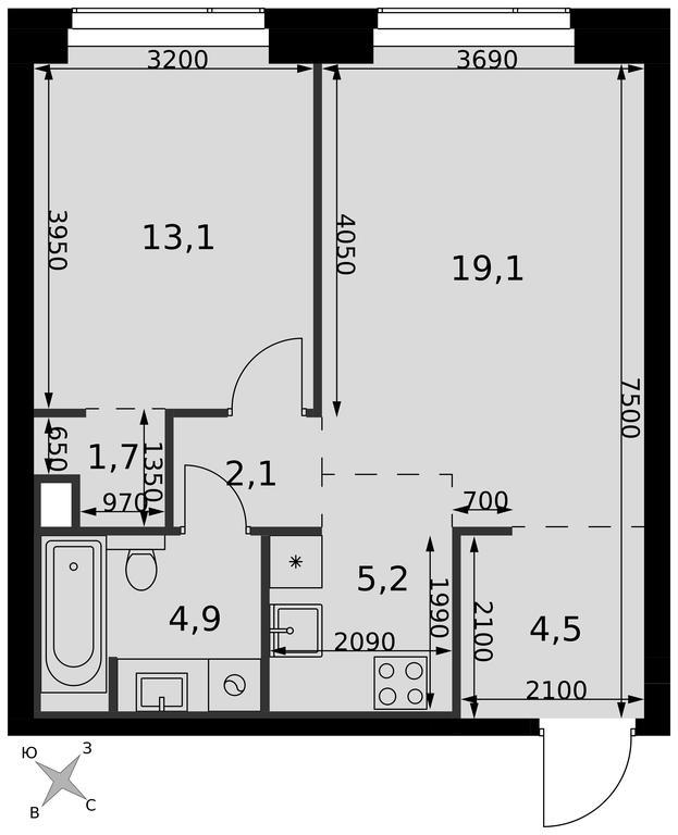 2-BD Apartment Sale, 50.6 sq. m. at Amber City, 3rd Khoroshyovsky Drive, 3А, Moscow, Russia #2