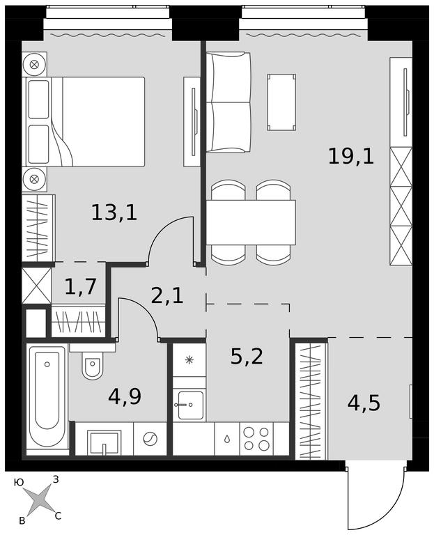 2-BD Apartment Sale, 50.6 sq. m. at Amber City, 3rd Khoroshyovsky Drive, 3А, Moscow, Russia #1