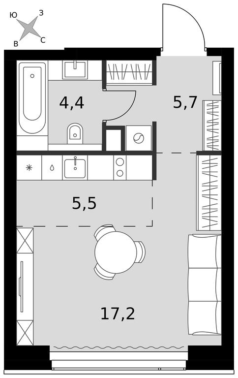 Apartment Sale, 32.8 sq. m. at Amber City, 3rd Khoroshyovsky Drive, 3А, Moscow, Russia #1