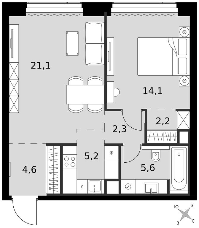 2-BD Apartment Sale, 55.1平方米 at Amber City, 3rd Khoroshyovsky Drive, 3А, Moscow, Russia #1 2-BD Apartment Sale, 55.1平方米 at Amber City, 3rd Khoroshyovsky Drive, 3А, Moscow, Russia #1