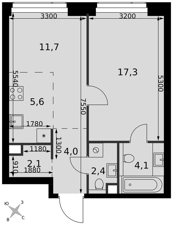 2-BD Apartment Sale, 47.2平方米 at Amber City, 3rd Khoroshyovsky Drive, 3А, Moscow, Russia #2 2-BD Apartment Sale, 47.2平方米 at Amber City, 3rd Khoroshyovsky Drive, 3А, Moscow, Russia #2
