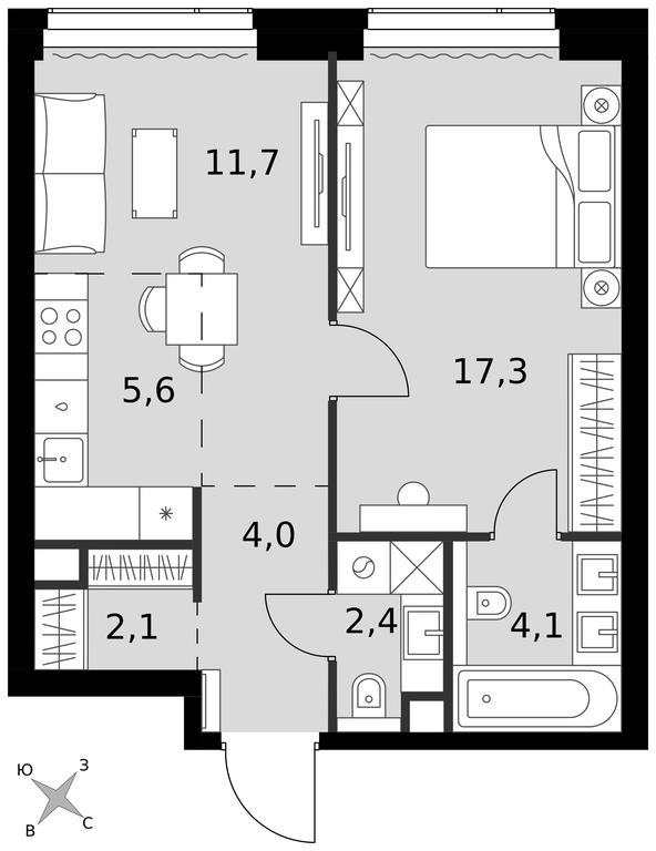 2-BD Apartment Sale, 47.2平方米 at Amber City, 3rd Khoroshyovsky Drive, 3А, Moscow, Russia #1 2-BD Apartment Sale, 47.2平方米 at Amber City, 3rd Khoroshyovsky Drive, 3А, Moscow, Russia #1
