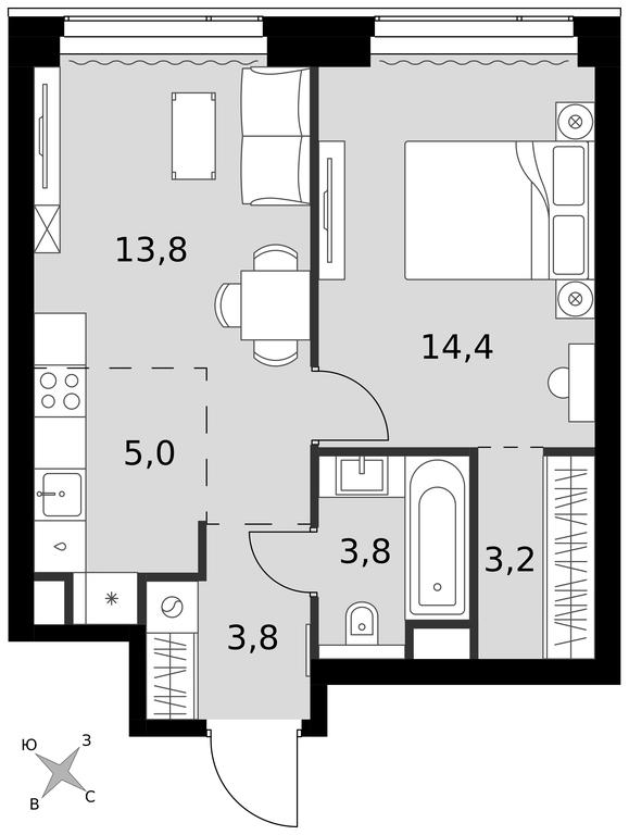 2-BD Apartment Sale, 44平方米 at Amber City, 3rd Khoroshyovsky Drive, 3А, Moscow, Russia #1 2-BD Apartment Sale, 44平方米 at Amber City, 3rd Khoroshyovsky Drive, 3А, Moscow, Russia #1