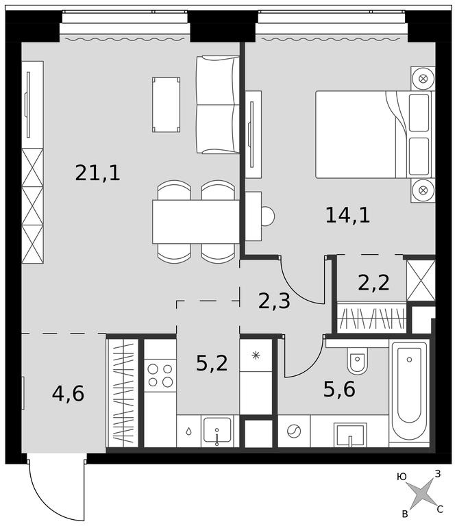 2-BD Apartment Sale, 55.1 sq. m. at Amber City, 3rd Khoroshyovsky Drive, 3А, Moscow, Russia #1
