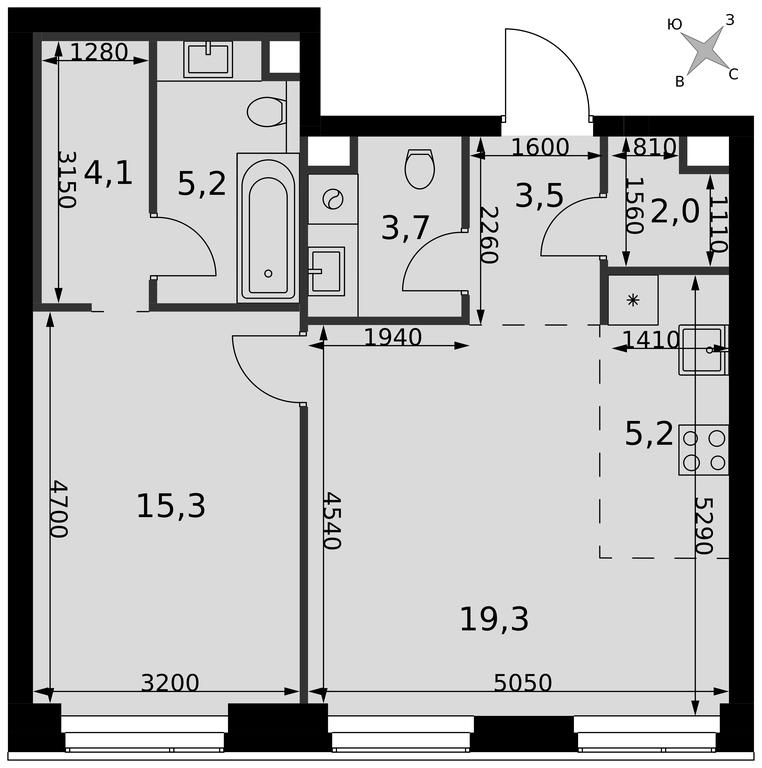 2-BD Apartment Sale, 58.3 sq. m. at Amber City, 3rd Khoroshyovsky Drive, 3А, Moscow, Russia #2