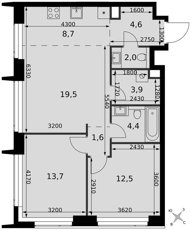 3-BD Apartment Sale, 70.9平方米 at Amber City, 3rd Khoroshyovsky Drive, 3А, Moscow, Russia #2 3-BD Apartment Sale, 70.9平方米 at Amber City, 3rd Khoroshyovsky Drive, 3А, Moscow, Russia #2
