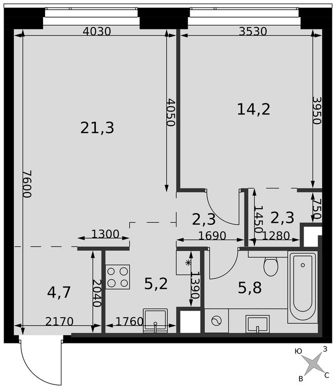 2-BD Apartment Sale, 55.8平方米 at Amber City, 3rd Khoroshyovsky Drive, 3А, Moscow, Russia #2 2-BD Apartment Sale, 55.8平方米 at Amber City, 3rd Khoroshyovsky Drive, 3А, Moscow, Russia #2