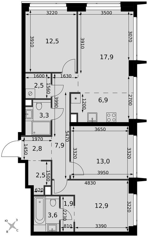4-BD Apartment Sale, 87.7平方米 at Amber City, 3rd Khoroshyovsky Drive, 3А, Moscow, Russia #2