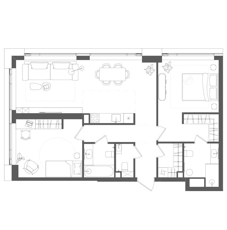 2-BD Apartment Sale, 83.8 sq. m. at Grain, Starokaluzhskoye Highway, 64с1, Moscow, Russia #1