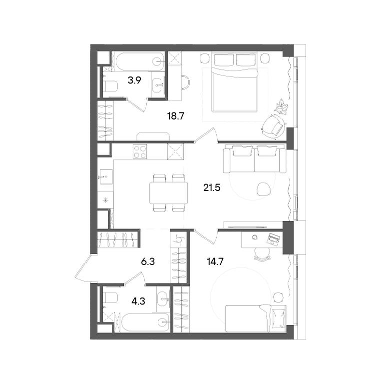 Продажа 2-комн. квартиры, 69,4 м² в ЖК «Грейн (Grain)», Старокалужское шоссе, 64с1, Москва, Россия #2 Продажа 2-комн. квартиры, 69,4 м² в ЖК «Грейн (Grain)», Старокалужское шоссе, 64с1, Москва, Россия #2
