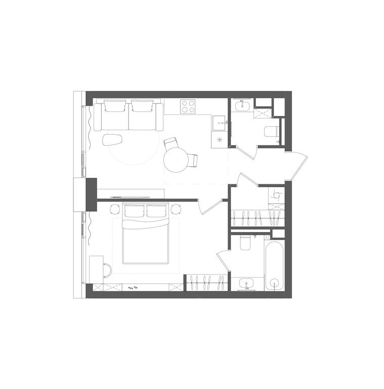 1-BD Apartment Sale, 46.8 sq. m. at Grain, Starokaluzhskoye Highway, 64с1, Moscow, Russia #1