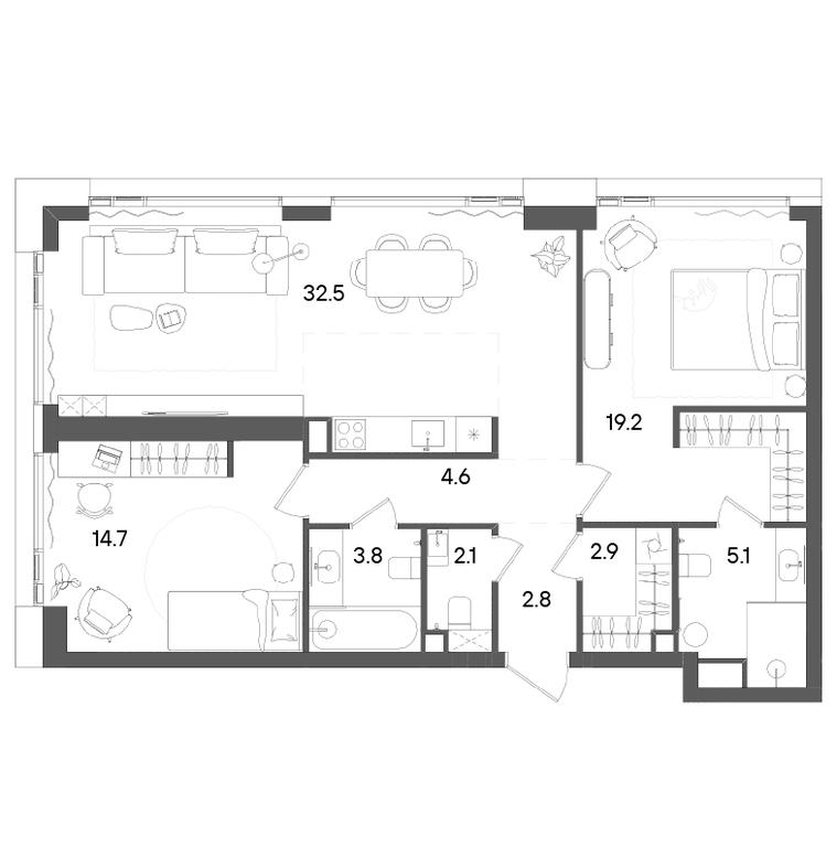 Продажа 2-комн. квартиры, 87,7 м² в ЖК «Грейн (Grain)», Старокалужское шоссе, 64с1, Москва, Россия #2 Продажа 2-комн. квартиры, 87,7 м² в ЖК «Грейн (Grain)», Старокалужское шоссе, 64с1, Москва, Россия #2