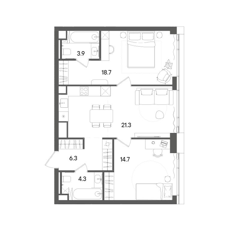 Продажа 2-комн. квартиры, 69,2 м² в ЖК «Грейн (Grain)», Старокалужское шоссе, 64с1, Москва, Россия #2 Продажа 2-комн. квартиры, 69,2 м² в ЖК «Грейн (Grain)», Старокалужское шоссе, 64с1, Москва, Россия #2