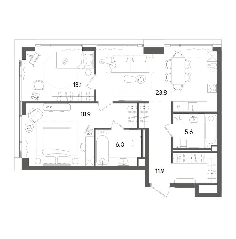 Продажа 2-комн. квартиры, 79,3 м² в ЖК «Грейн (Grain)», Старокалужское шоссе, 64с1, Москва, Россия #2