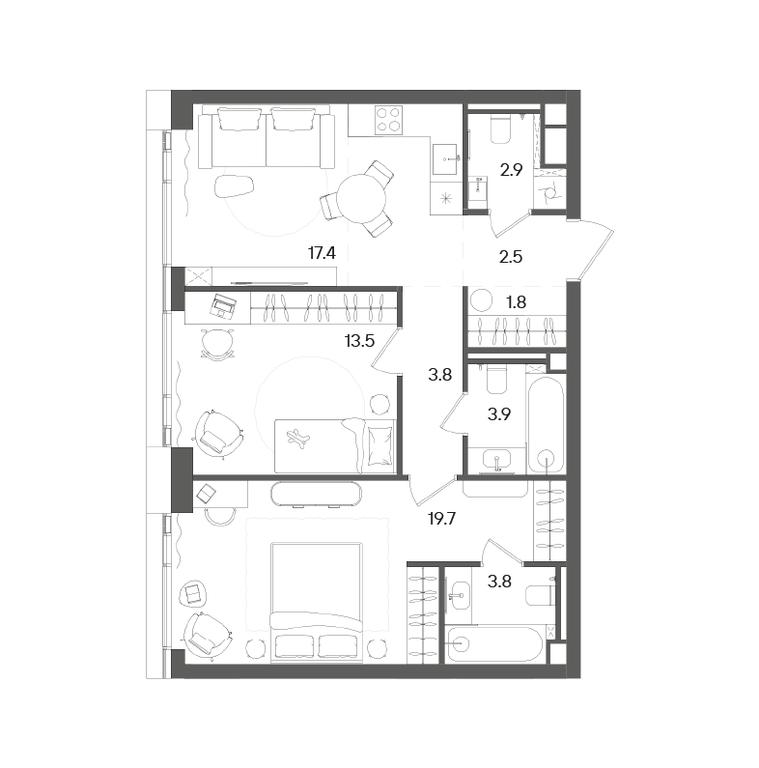 Продажа 2-комн. квартиры, 69,3 м² в ЖК «Грейн (Grain)», Старокалужское шоссе, 64с1, Москва, Россия #2 Продажа 2-комн. квартиры, 69,3 м² в ЖК «Грейн (Grain)», Старокалужское шоссе, 64с1, Москва, Россия #2