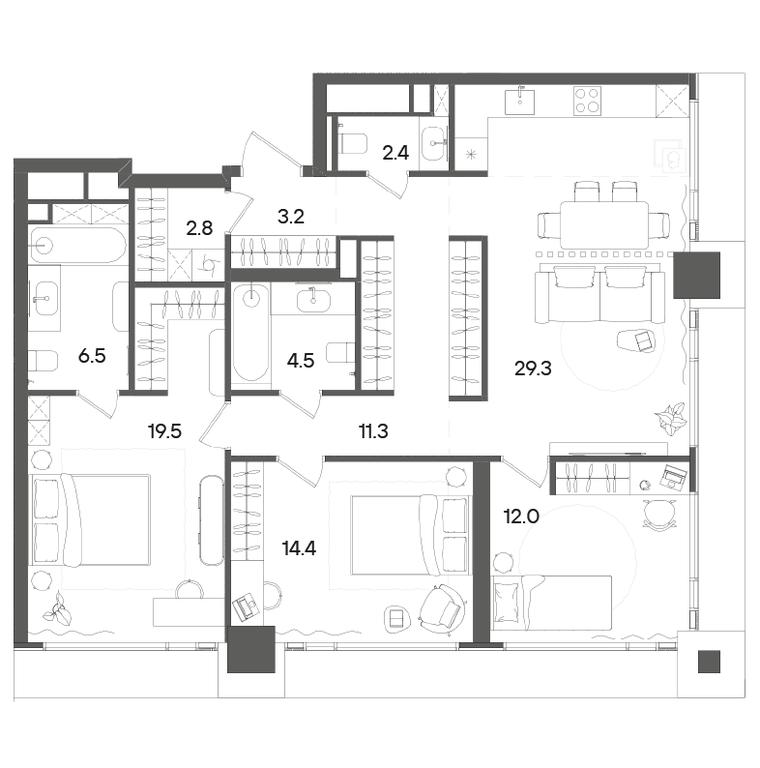 Продажа 3-комн. квартиры, 105,9 м² в ЖК «Грейн (Grain)», Старокалужское шоссе, 64с1, Москва, Россия #2 Продажа 3-комн. квартиры, 105,9 м² в ЖК «Грейн (Grain)», Старокалужское шоссе, 64с1, Москва, Россия #2