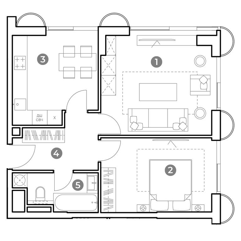 1-BD Apartment Sale, 55.8 sq. m. at Nametkin Tower, Namyotkina Street, 10А, Moscow, Russia #1