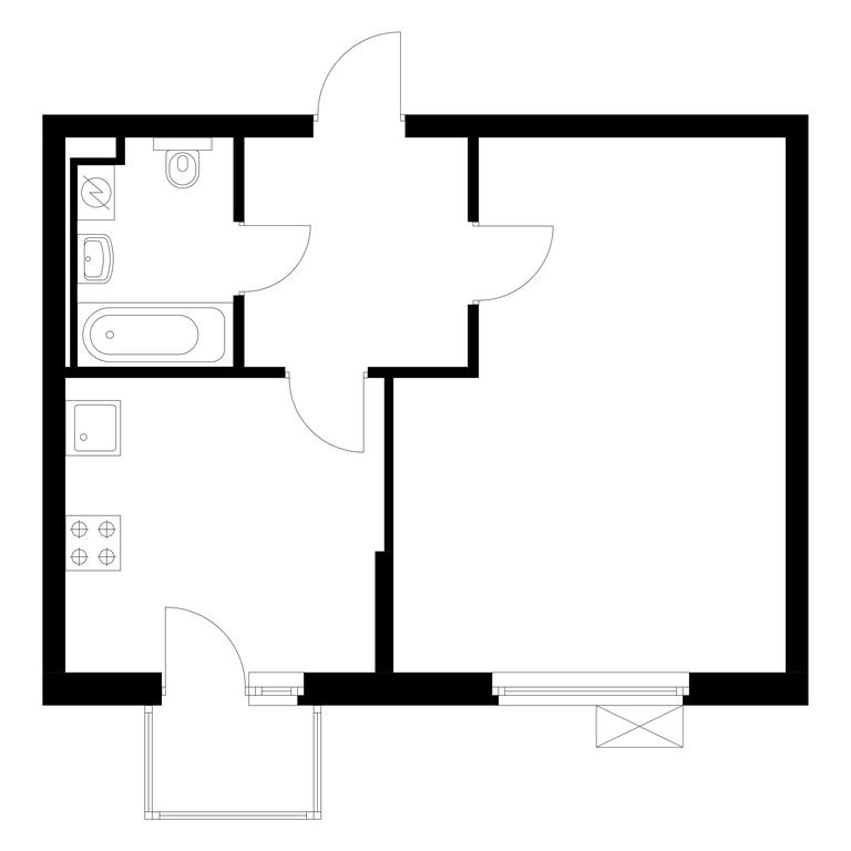 1-BD Apartment Sale, 44.5 sq. m. at Belaya Dacha Park, mikrorayon Parkovy, 1, Kotelniki, Moscow Region, Russia #1